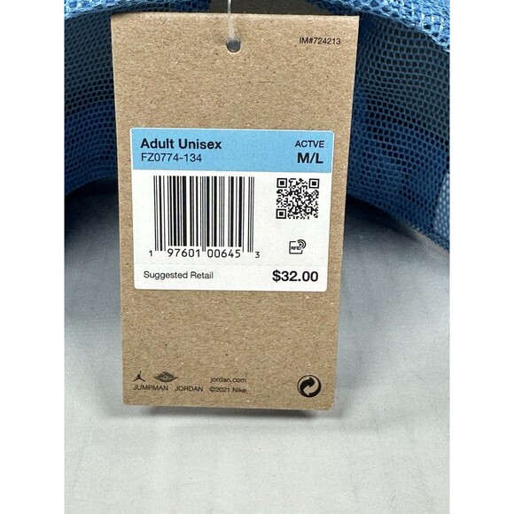 Size M/L Nike Jordan Rise Structured Snapback Trucker Hat Cap UNC Blue White NWT - Picture 6 of 6